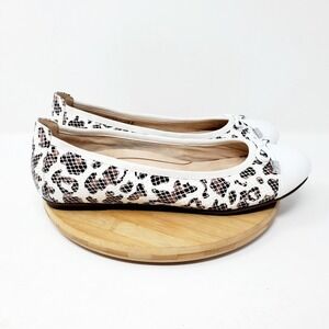 Vionic Minna Womens 9.5 Ballet Flats Leopard Snake Leather Slip On Cap Toe Shoes